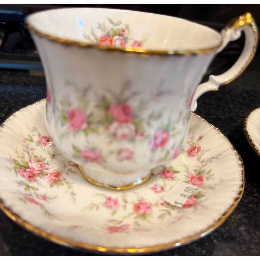 Paragon Victoriana Rose Tea Cup and Saucer Set Fine Bone China England Pair